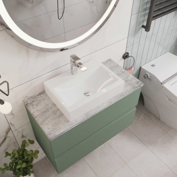 Hudson Reed Urban Wall Hung 2-Drawer Vanity Unit with Sparkling Black Worktop 800mm Wide - Satin Grey