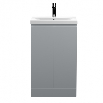 Hudson Reed Urban Floor Standing 2-Door Vanity Unit with Basin 1 Satin Grey - 500mm Wide