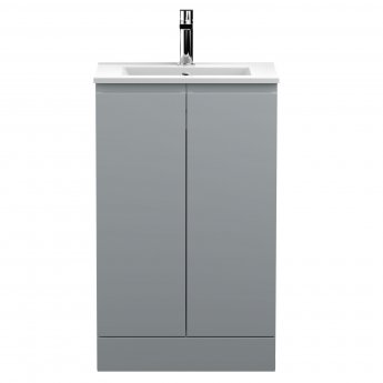 Hudson Reed Urban Floor Standing 2-Door Vanity Unit with Basin 2 Satin Grey - 500mm Wide