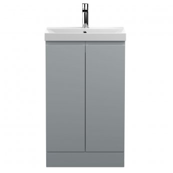 Hudson Reed Urban Floor Standing 2-Door Vanity Unit with Basin 3 Satin Grey - 500mm Wide