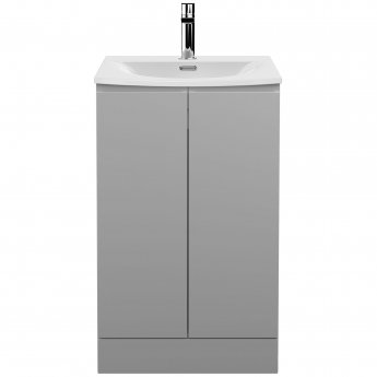 Hudson Reed Urban Floor Standing 2-Door Vanity Unit with Basin 4 Satin Grey - 500mm Wide