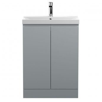 Hudson Reed Urban Floor Standing 2-Door Vanity Unit with Basin 3 Satin Grey - 600mm Wide
