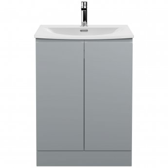 Hudson Reed Urban Floor Standing 2-Door Vanity Unit with Basin 4 Satin Grey - 600mm Wide