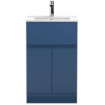 Hudson Reed Urban Floor Standing Vanity Unit with Basin 2 Satin Blue - 500mm Wide