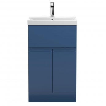 Hudson Reed Urban Floor Standing Vanity Unit with Basin 3 Satin Blue - 500mm Wide