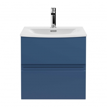 Hudson Reed Urban Wall Hung 2-Drawer Vanity Unit with Basin 4 Satin Blue - 500mm Wide