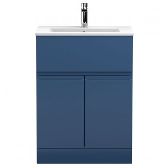 Hudson Reed Urban Floor Standing Vanity Unit with Basin 2 Satin Blue - 600mm Wide