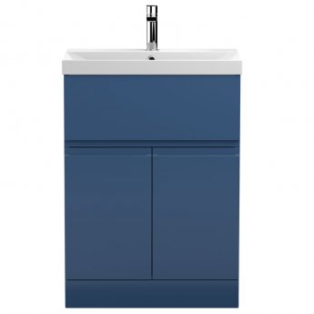 Hudson Reed Urban Floor Standing Vanity Unit with Basin 3 Satin Blue - 600mm Wide