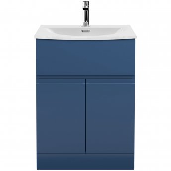 Hudson Reed Urban Floor Standing Vanity Unit with Basin 4 Satin Blue - 600mm Wide