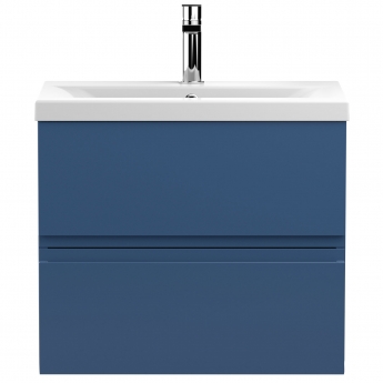 Hudson Reed Urban Wall Hung 2-Drawer Vanity Unit with Basin 1 Satin Blue - 600mm Wide