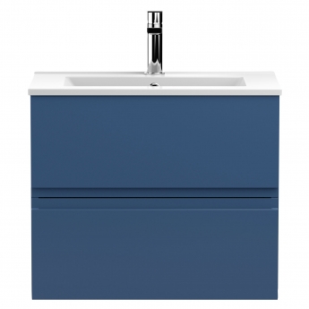 Hudson Reed Urban Wall Hung 2-Drawer Vanity Unit with Basin 2 Satin Blue - 600mm Wide