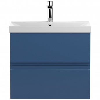 Hudson Reed Urban Wall Hung 2-Drawer Vanity Unit with Basin 3 Satin Blue - 600mm Wide