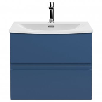 Hudson Reed Urban Wall Hung 2-Drawer Vanity Unit with Basin 4 Satin Blue - 600mm Wide