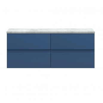 Hudson Reed Urban Wall Hung 4-Drawer Vanity Unit with Bellato Grey Worktop 1200mm Wide - Satin Blue | Product Image