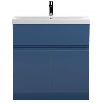 Hudson Reed Urban Floor Standing 2-Door Vanity Unit with Basin 3 Satin Blue - 800mm Wide | Product Image