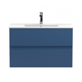 Hudson Reed Urban Wall Hung 2-Drawer Vanity Unit with Basin 2 Satin Blue - 800mm Wide
