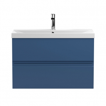 Hudson Reed Urban Wall Hung 2-Drawer Vanity Unit with Basin 3 Satin Blue - 800mm Wide