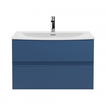 Hudson Reed Urban Wall Hung 2-Drawer Vanity Unit with Basin 4 Satin Blue - 800mm Wide