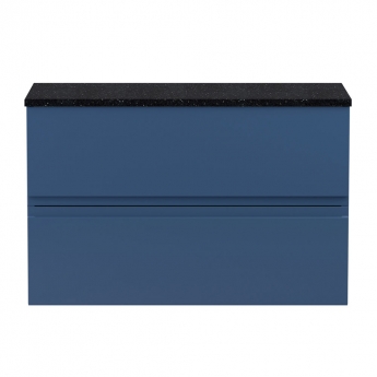Hudson Reed Urban Wall Hung 2-Drawer Vanity Unit with Sparkling Black Worktop 800mm Wide - Satin Blue