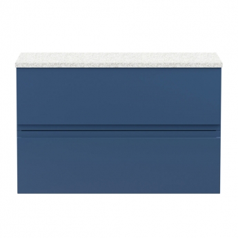 Hudson Reed Urban Wall Hung 2-Drawer Vanity Unit with Sparkling White Worktop 800mm Wide - Satin Blue | Product Image