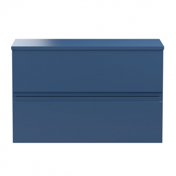 Hudson Reed Urban Wall Hung 2-Drawer Vanity Unit with Worktop 800mm Wide - Satin Blue