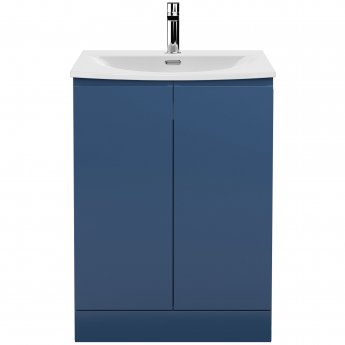 Hudson Reed Urban Floor Standing 2-Door Vanity Unit with Basin 4 Satin Blue - 600mm Wide