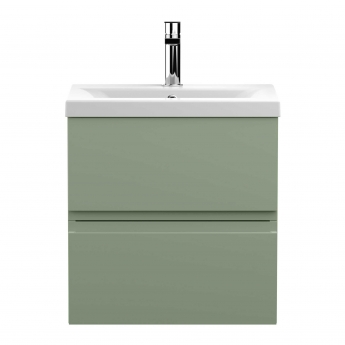 Hudson Reed Urban Wall Hung 2-Drawer Vanity Unit with Basin 1 Satin Green - 500mm Wide