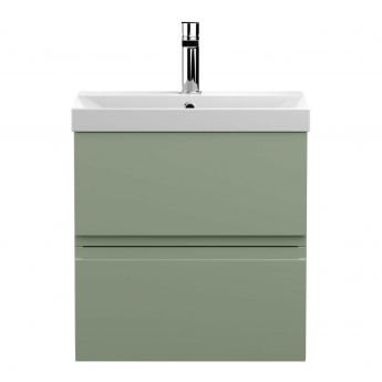 Hudson Reed Urban Wall Hung 2-Drawer Vanity Unit with Basin 3 Satin Green - 500mm Wide