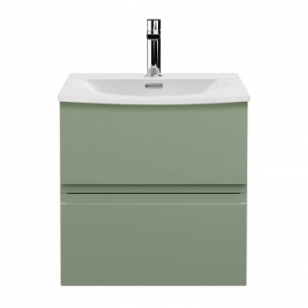 Hudson Reed Urban Wall Hung 2-Drawer Vanity Unit with Basin 4 Satin Green - 500mm Wide