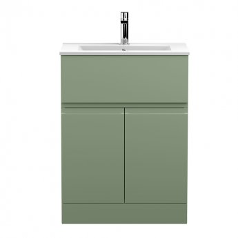 Hudson Reed Urban Floor Standing Vanity Unit with Basin 2 Satin Green - 600mm Wide