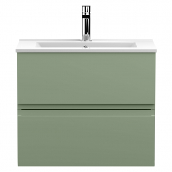 Hudson Reed Urban Wall Hung 2-Drawer Vanity Unit with Basin 2 Satin Green - 600mm Wide