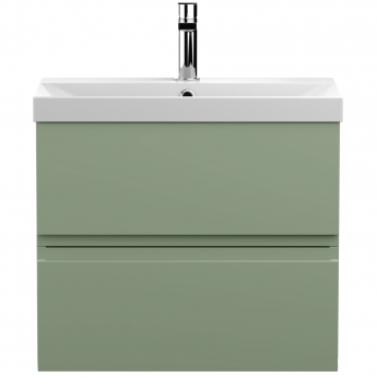 Hudson Reed Urban Wall Hung 2-Drawer Vanity Unit with Basin 3 Satin Green - 600mm Wide