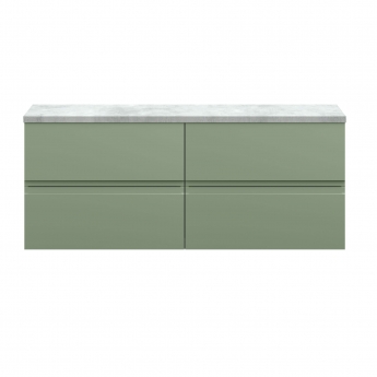 Hudson Reed Urban Wall Hung 4-Drawer Vanity Unit with Bellato Grey Worktop 1200mm Wide - Satin Green | Product Image