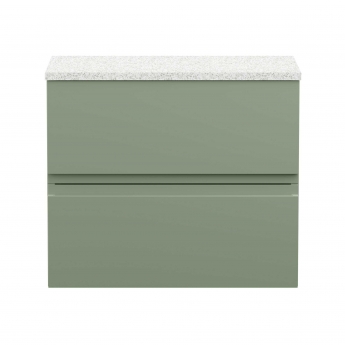 Hudson Reed Urban Wall Hung 2-Drawer Vanity Unit with Sparkling White Worktop 600mm Wide - Satin Green