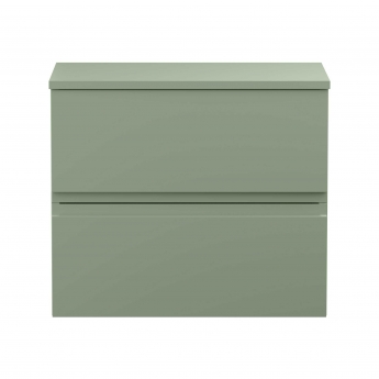 Hudson Reed Urban Wall Hung 2-Drawer Vanity Unit with Worktop 600mm Wide - Satin Green