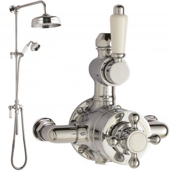Hudson Reed Victorian Exposed Shower Valve with Rigid Riser Kit - Chrome