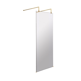 Hudson Reed Wet Room Screen with Brass Support Arms and Feet 760mm Wide - 8mm Glass | Product Image