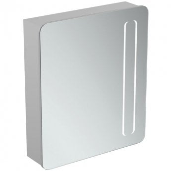 Ideal Standard 1-Door Mirror Cabinet with Bottom Ambient and Front Light 630mm Wide - Aluminium