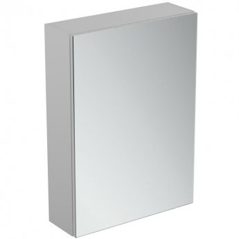 Ideal Standard 1-Door Mirror Cabinet with Bottom Ambient Light 500mm Wide - Aluminium