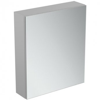Ideal Standard 1-Door Mirror Cabinet with Bottom Ambient Light 600mm Wide - Aluminium