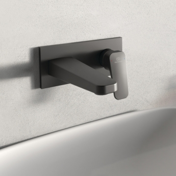 Ideal Standard Ceraplan Wall Mounted Basin Mixer Tap - Silk Black