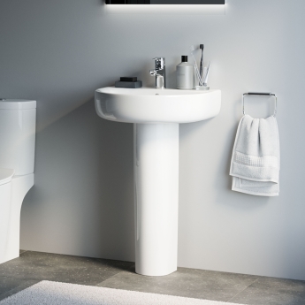 Ideal Standard Concept Arc Basin and Full Pedestal 550mm Wide 1 Tap Hole | Product Image