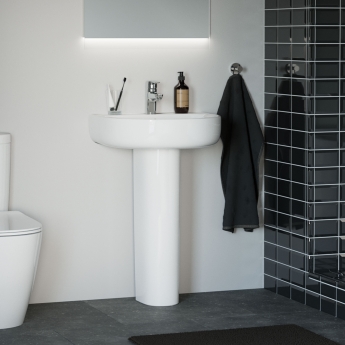 Ideal Standard Concept Arc Basin and Full Pedestal 550mm Wide 1 Tap Hole | Product Image