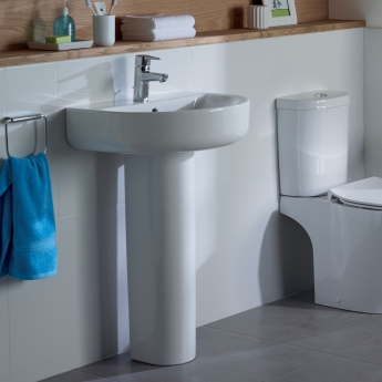 Ideal Standard Concept Arc Basin and Full Pedestal 550mm Wide 1 Tap Hole | Product Image