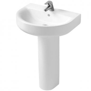 Ideal Standard Concept Arc Basin and Full Pedestal 550mm Wide 1 Tap Hole