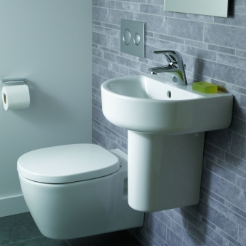 Ideal Standard Concept Arc Handrinse Basin and Semi Pedestal 450mm Wide 1 Tap Hole | Product Image