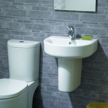 Ideal Standard Concept Arc Handrinse Basin and Semi Pedestal 450mm Wide 1 Tap Hole | Product Image