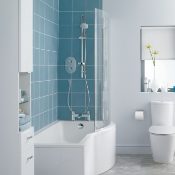 Ideal Standard Concept Curved Hinged Bath Screen 1470mm H x 1022mm W - 5mm Glass | Product Image