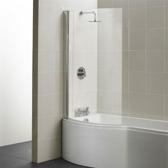 Ideal Standard Concept Curved Hinged Bath Screen 1470mm H x 1022mm W - 5mm Glass