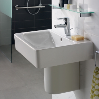 Ideal Standard Concept Cube Basin and Semi Pedestal 550mm Wide 1 Tap Hole | Product Image